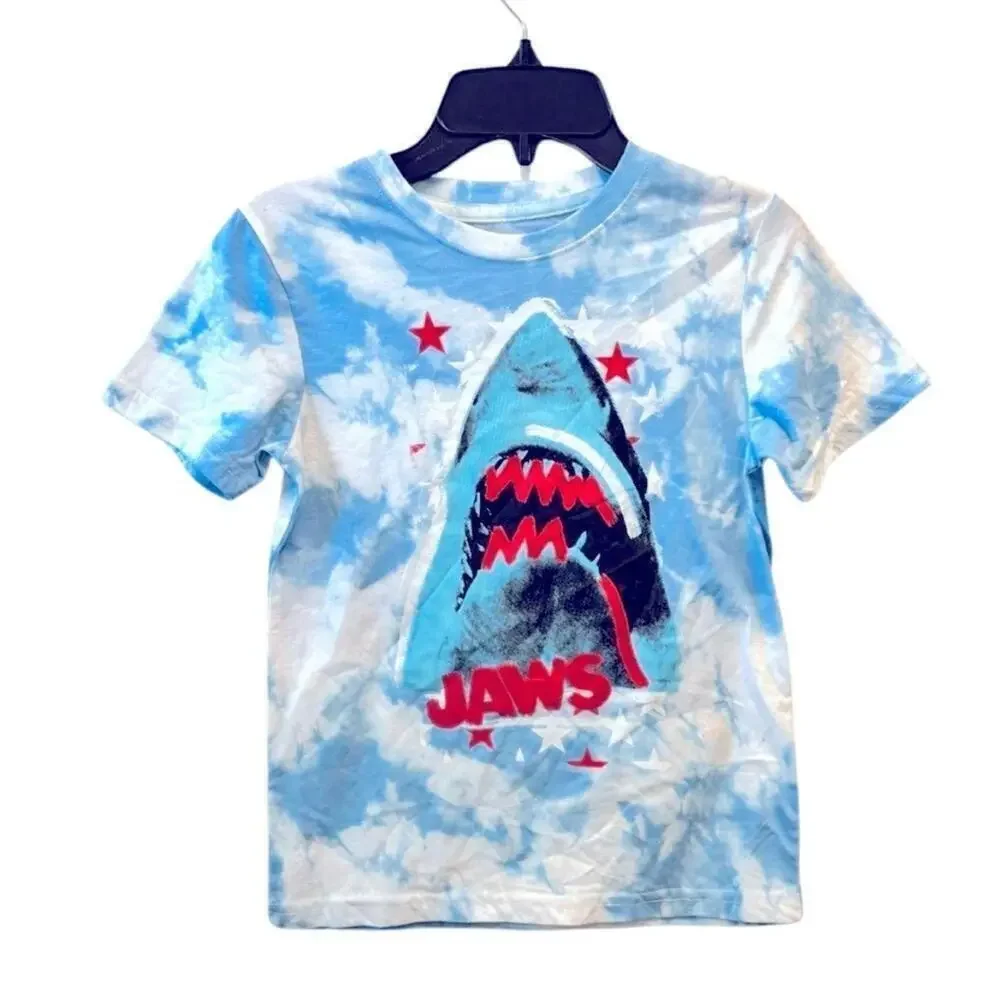 Tye Dye Jaws shirt Hybrid Big Boys Jaws Tie Dye Short Sleeve Graphic T-shirt L